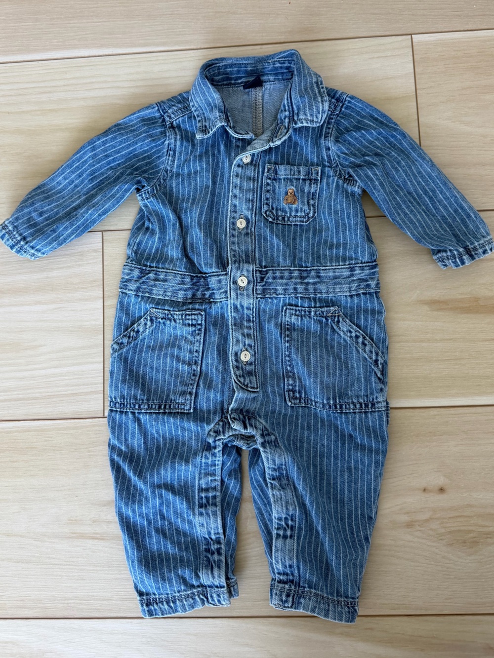 GAP Blue Striped Denim Kids Jumpsuit